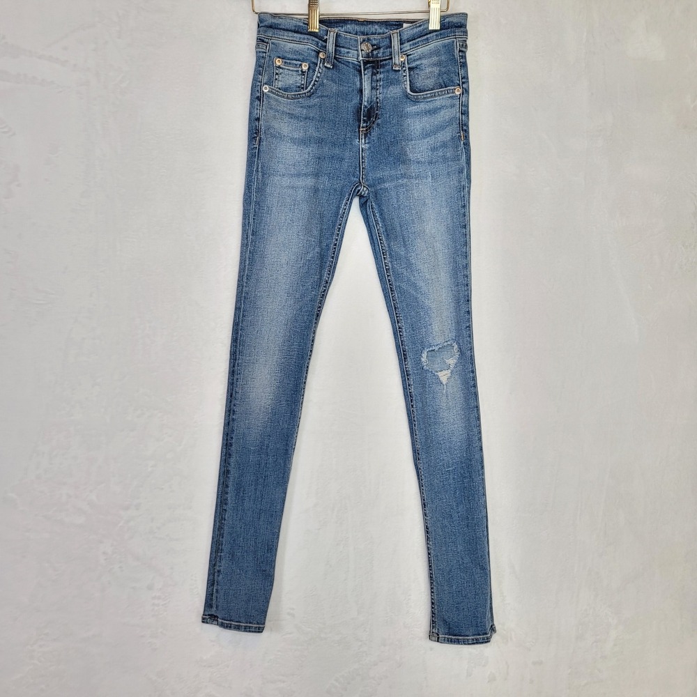 Rag‎ & Bone Rocker Chic Indie Cigarette Jeans Blue Denim  Clubwear 26x30 Size 24